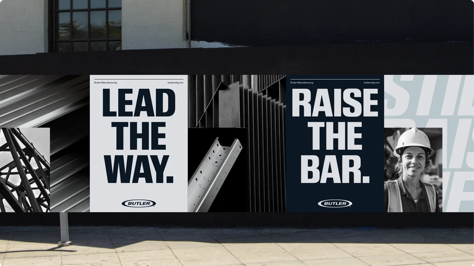 Butler billboards reading Lead the way and Raise the bar