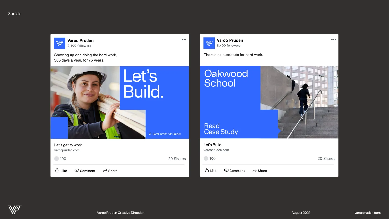 Varco Pruden social posts reading Let's Build